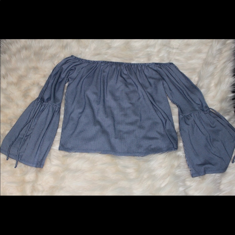 Off the shoulder pinstripe top